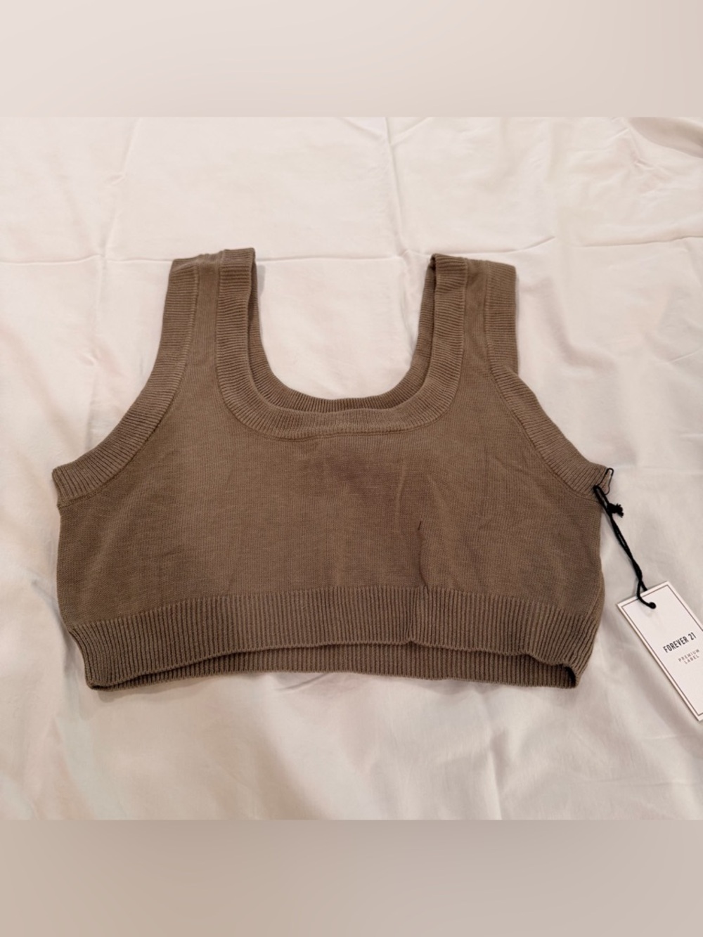 NEW Forever 21 Ribbed Knit cropped Tank Top in brown size S